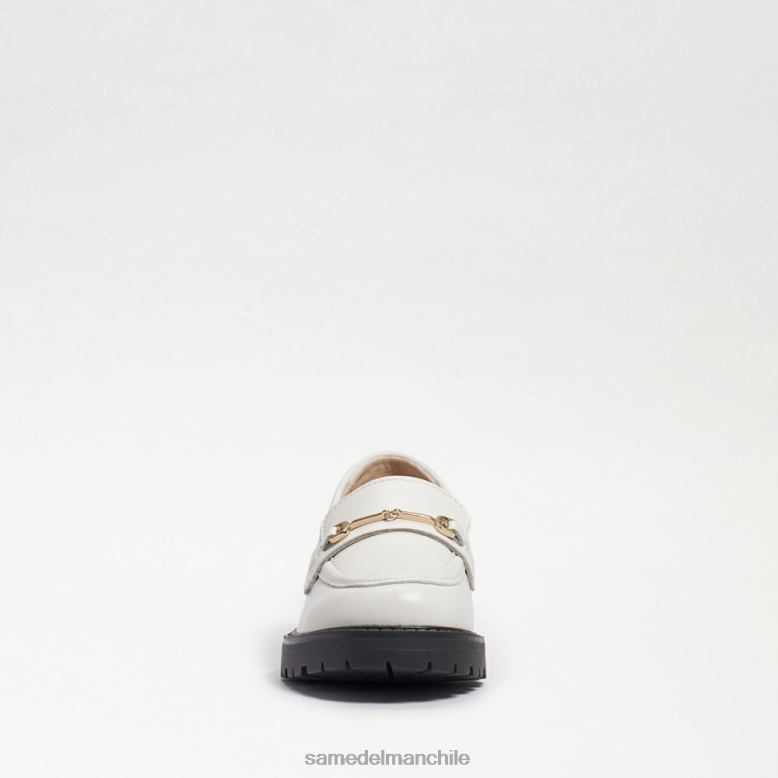 Sam Edelman P802J921 calzado caja de cuero blanco brillante niños mocasín de tul