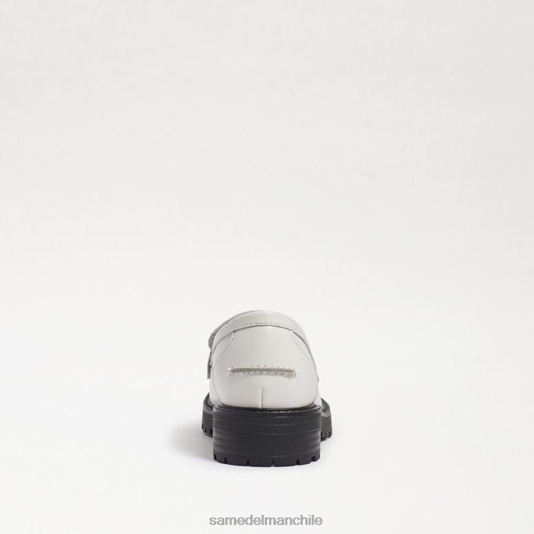 Sam Edelman P802J921 calzado caja de cuero blanco brillante niños mocasín de tul