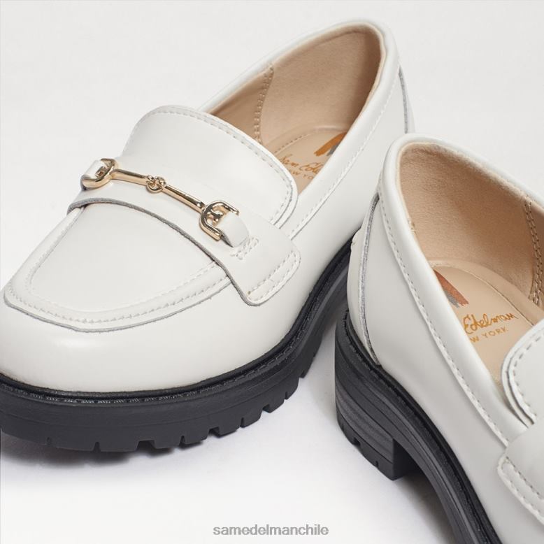 Sam Edelman P802J921 calzado caja de cuero blanco brillante niños mocasín de tul