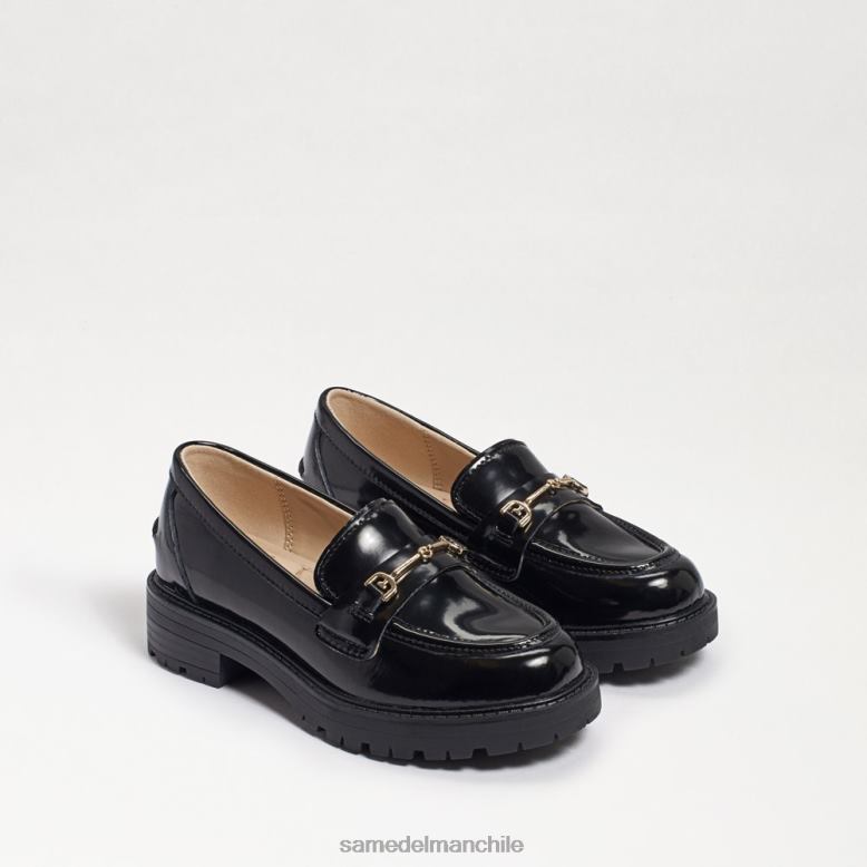Sam Edelman P802J922 calzado caja de cuero negro niños mocasín de tul