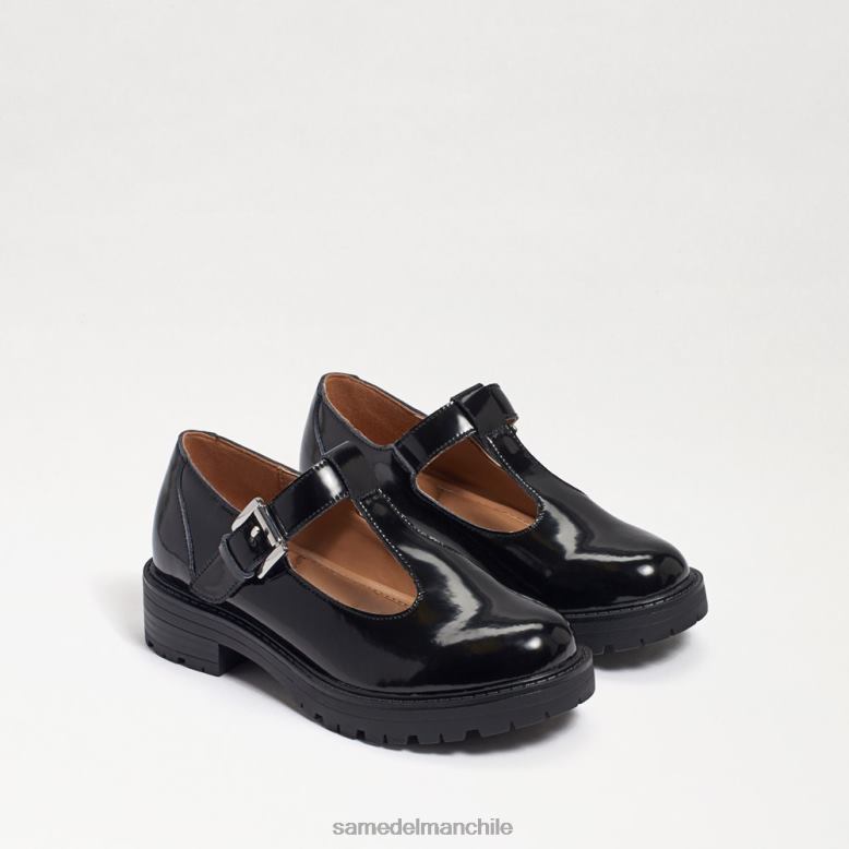 Sam Edelman P802J927 calzado caja de cuero negro niños mocasines taelor con suela de tacos