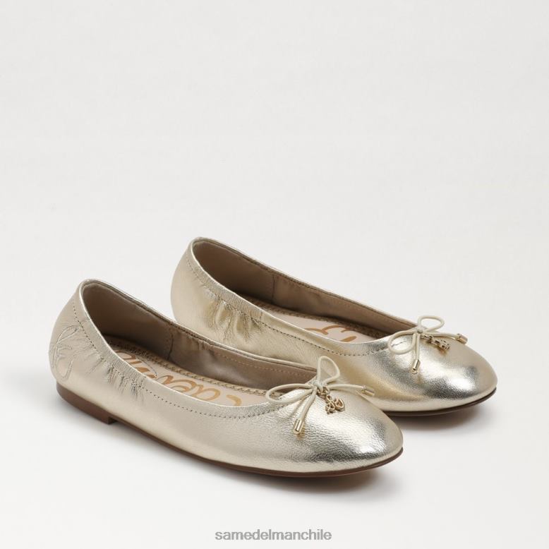 Sam Edelman P802J993 calzado cuero de hoja de oro niños bailarinas felicia