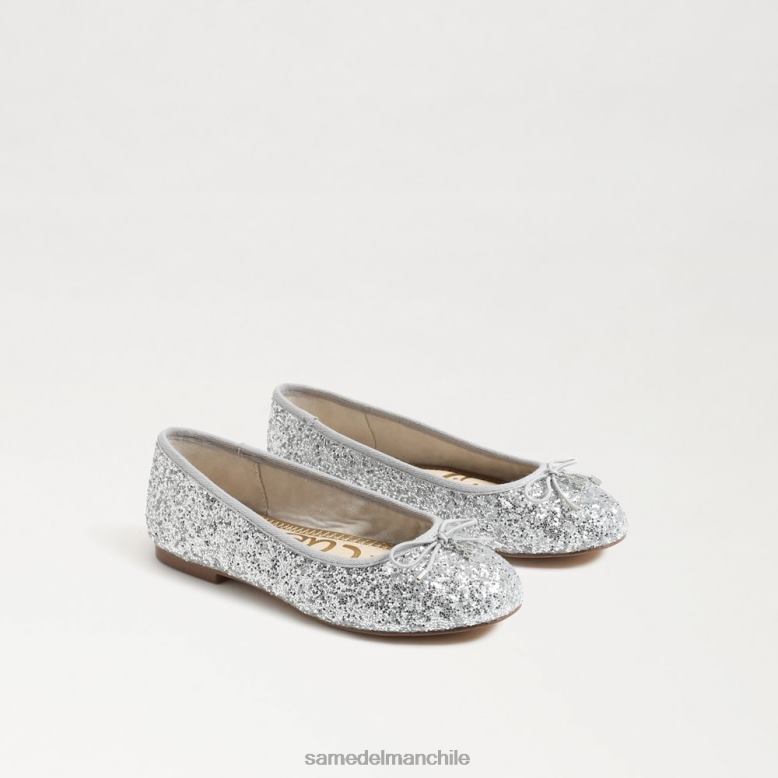 Sam Edelman P802J997 calzado plata suave niños bailarinas felicia