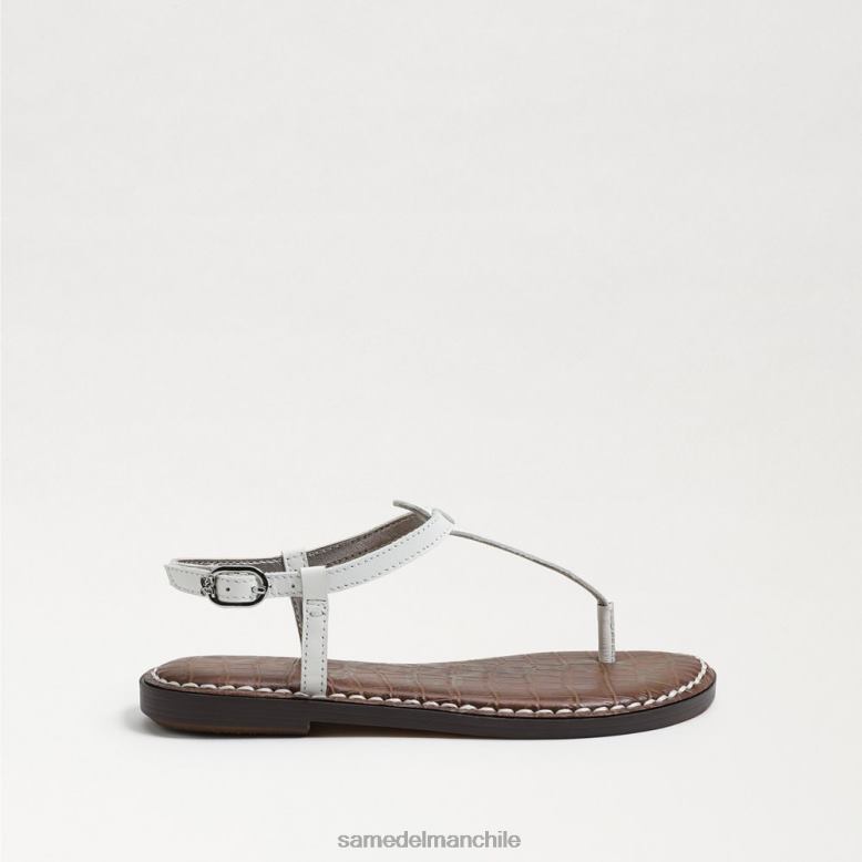 Sam Edelman P802J938 calzado cuero blanco brillante niños sandalia tanga gigi