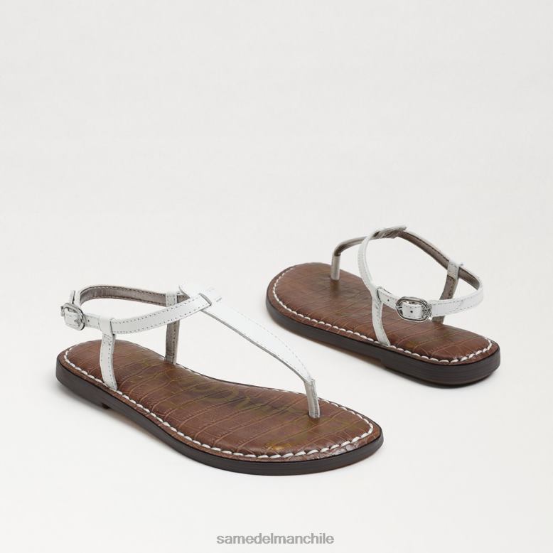 Sam Edelman P802J938 calzado cuero blanco brillante niños sandalia tanga gigi